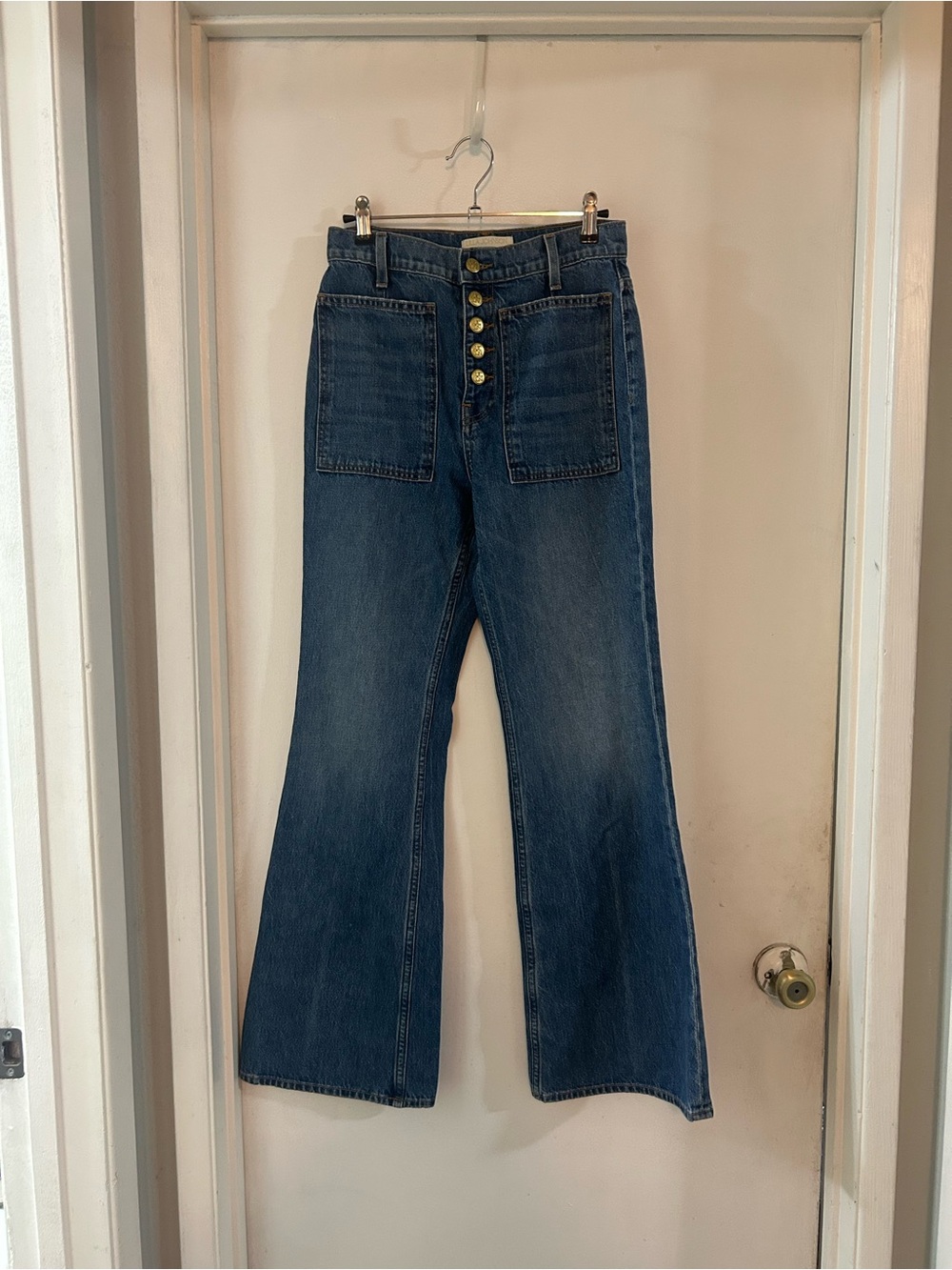 Ulla Johnson Mid Blue High-Rise Wide Leg Jeans with Front Pockets excellent!